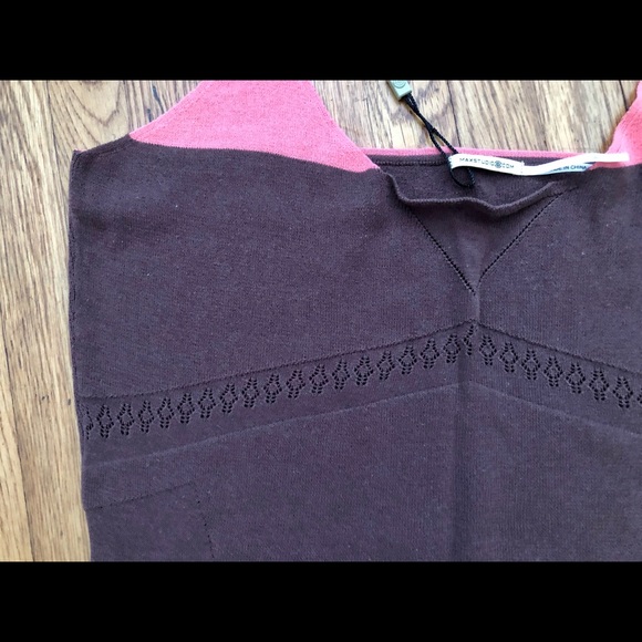 NWT MAX STUDIO Brown W/Straps Knit Top V-neck S - Picture 2 of 6